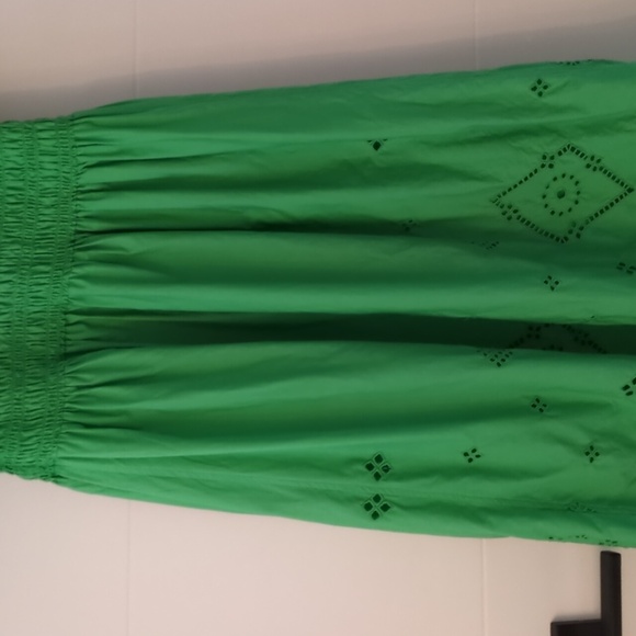 Ganni Backless Shereed Broderie Anglese Kelly Green Smocked Eyelet Midi Dress - Picture 11 of 13